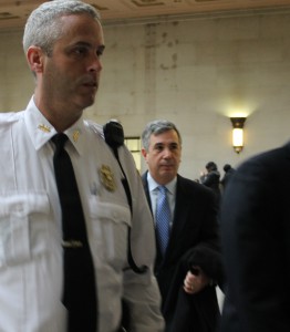 Gary Parker (Middle) walking into courtroom on Monday.