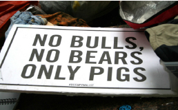 Sign from the Occupy Wall Street encampment at Zuccotti Park in Manhattan. Protests over the Wall Street bank bailout raged throughout the nation and yet little has changed since Occupy.
