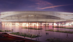 A rendering of what Forest City Ratner's redeveloped arena would look like at Nassau Coliseum site.