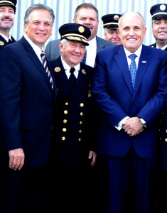 Former New York City Mayor Rudolph Giuliani endorsed fellow Republican Nassau County Executive Ed Mangano, who's seeking re-election.