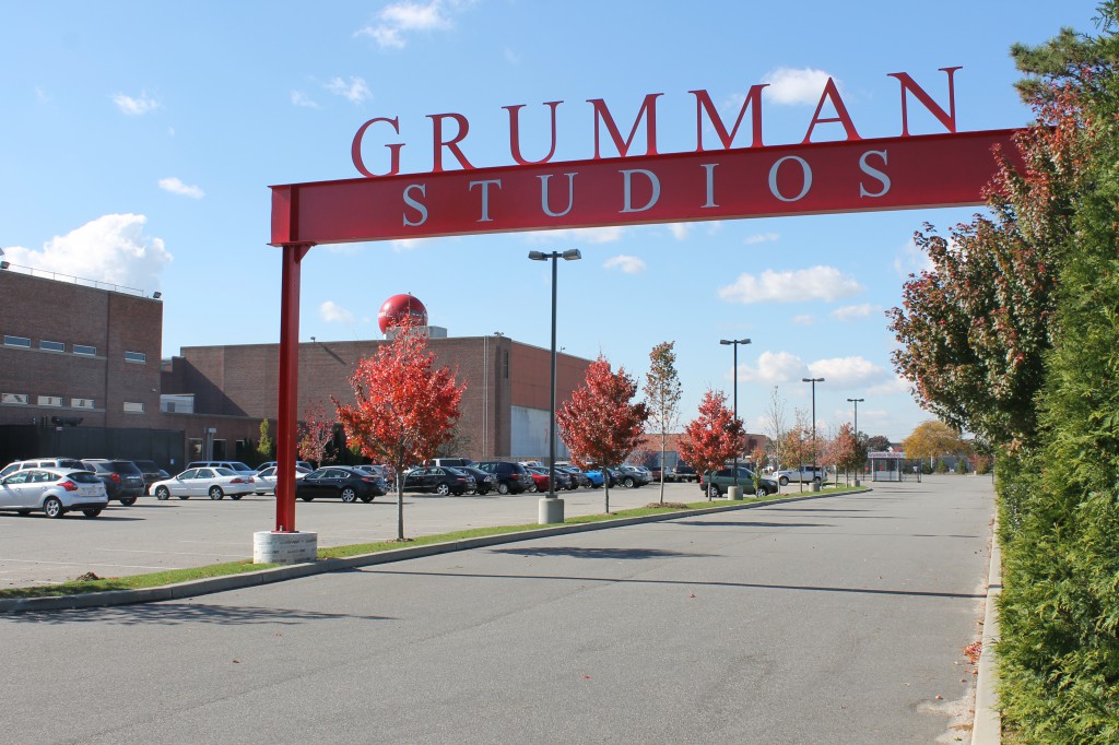 The entryway to Grumman Studios in Bethpage.