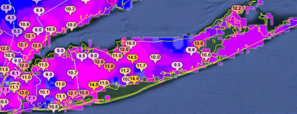 The National Weather Service released this map of unofficial snow tallies from the winter storm that hit Long Island on Tuesday, Jan. 21, 2013. The National Weather Service released this map of unofficial snow tallies from the winter storm that hit Long Island on Tuesday, Jan. 21, 2013.
