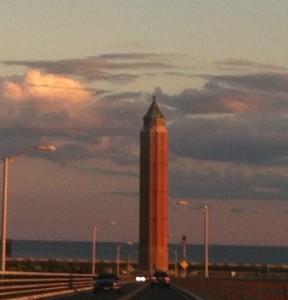 The sand will help buffer the Robert Moses State Park traffic circle surrounding the water tower at the entrance to the beach.