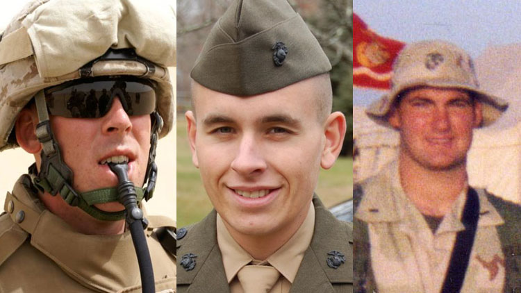 From left: Marine Lance Cpl. Jordan Haerter, Marine Cpl Christopher Scherer and Marine 1st Lt. Ronald Winchester