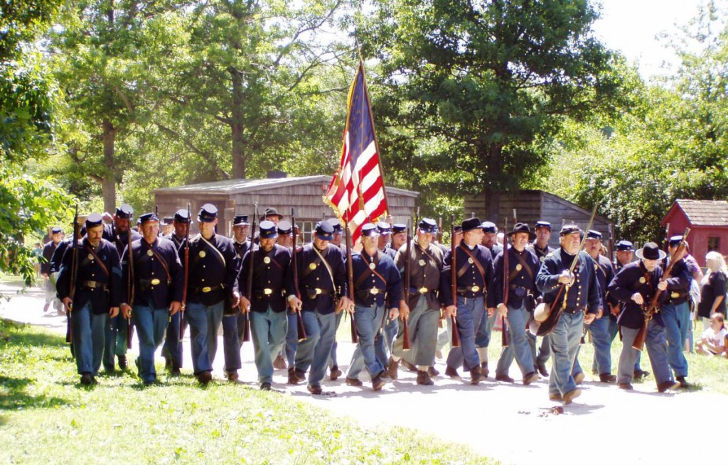 Civil War re-enactors at Old Bethpage Village Restoration.