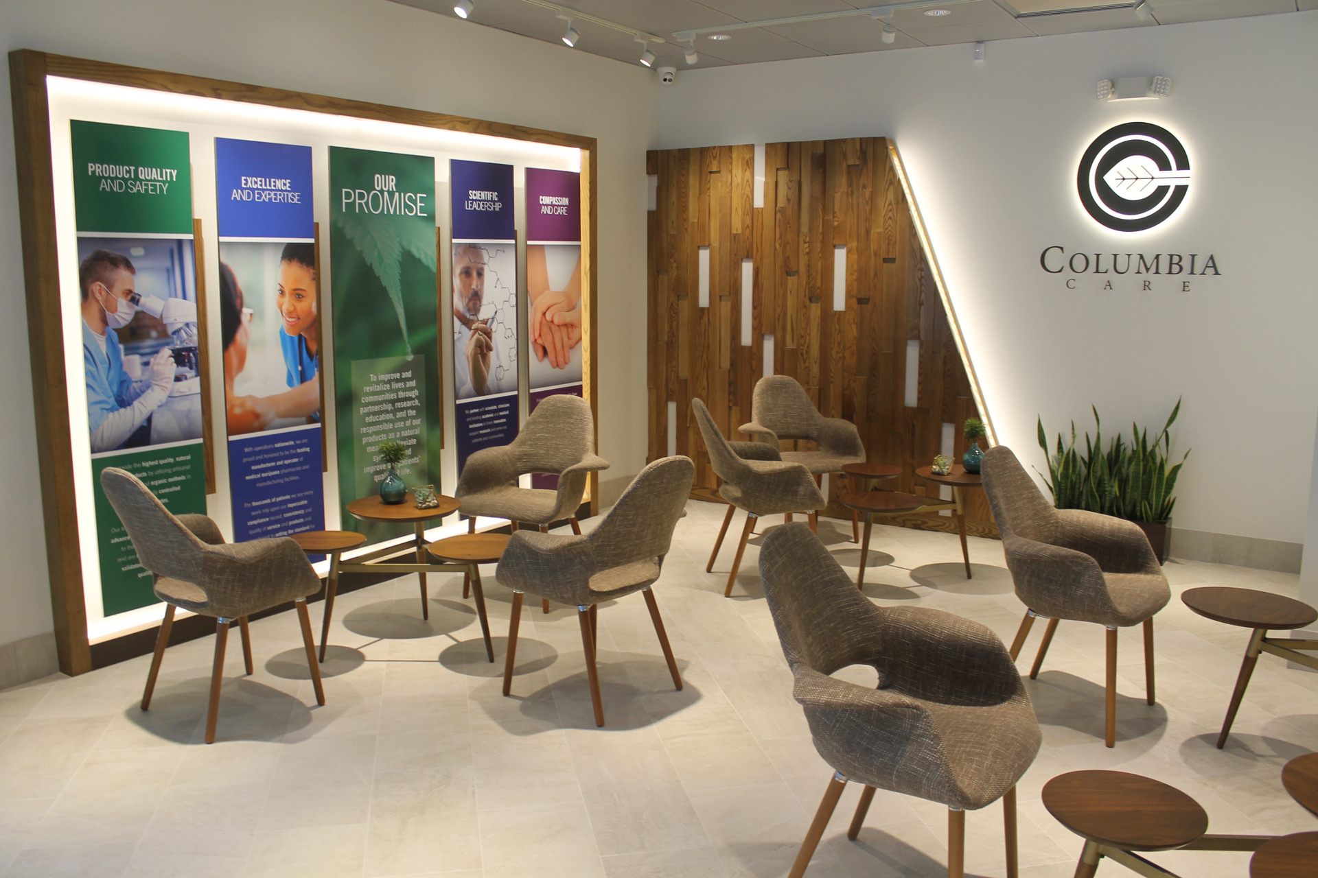 The waiting room inside Columbia Care's Medical Marijuana dispensary in Riverhead. (Rashed Mian/Long Island Press)