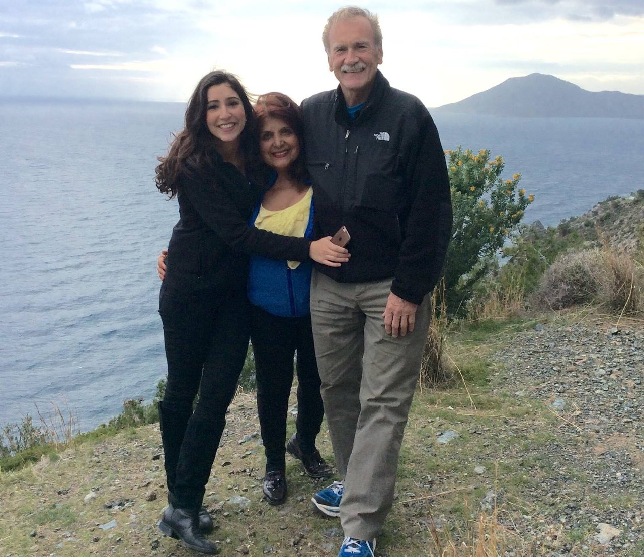 The Woodhouse family from Great Neck traveled to Lesbos, Greece to provide assistance to Syrian refugees in January. From left to right: Alexandra Woodhouse, Latifa Woodhouse and Colin Woodhouse. (Photo credit: Latifa Woodhouse/Facebook)