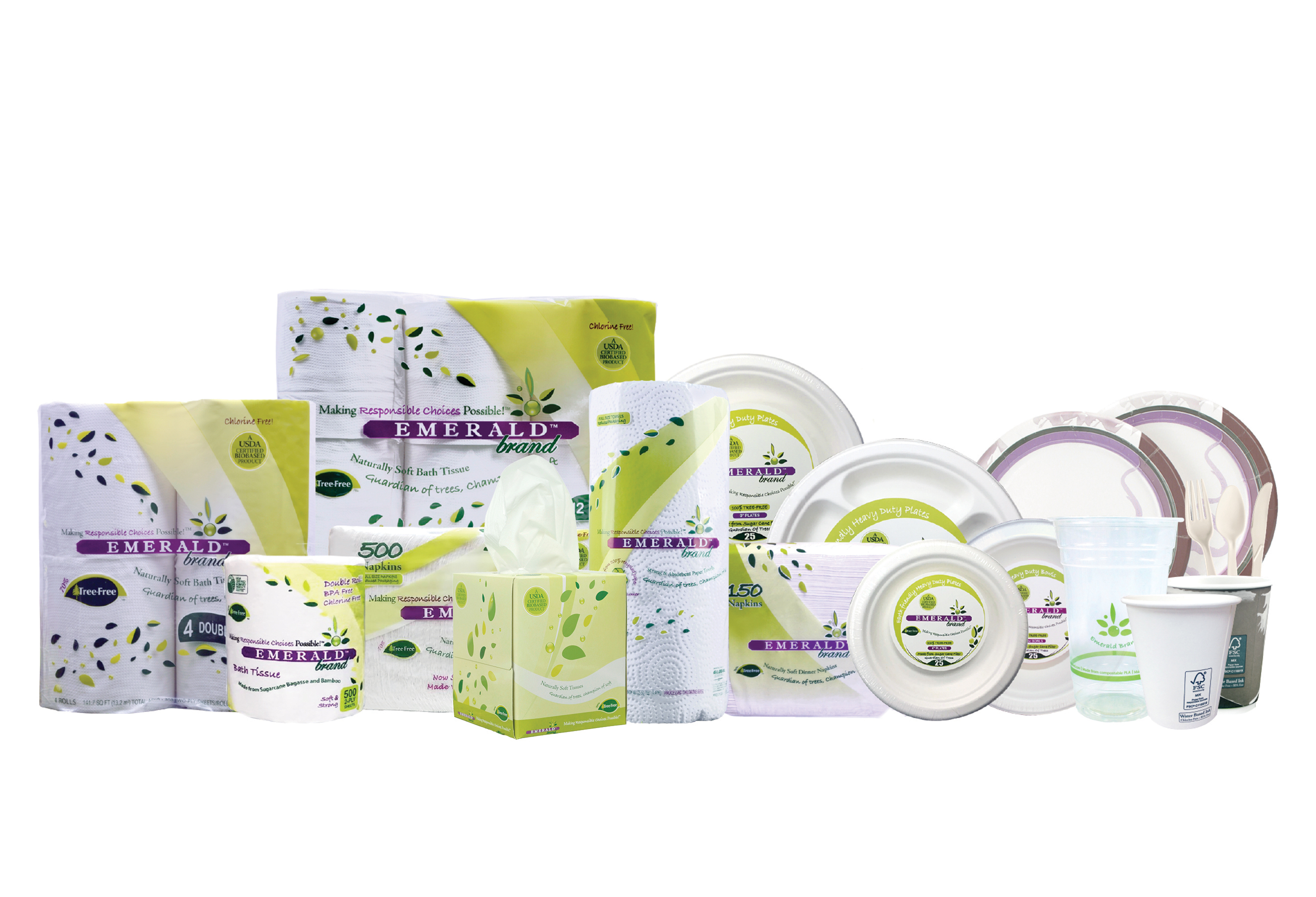 A collection of Emerald Brand's products. 