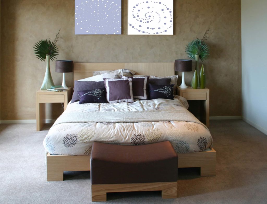 Equal space for partners on either side of the bed is another tenant of feng shui.