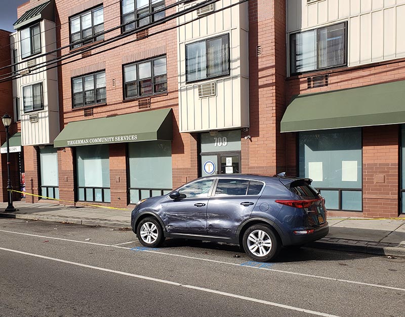 Car into Building A