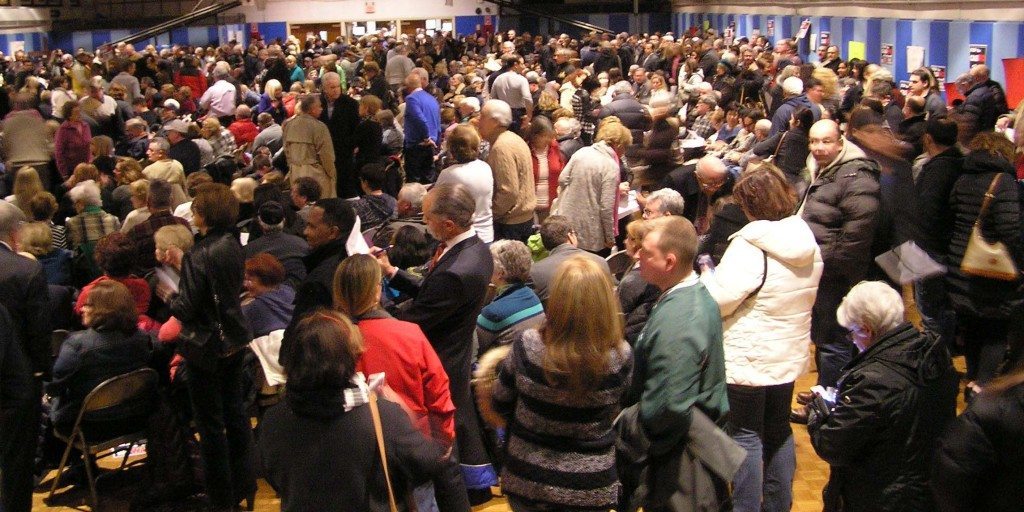 It was standing room only in the St. Brigid's auditorium as locals gathered to find out more about the VLTs poised to come to the Fortunoff's