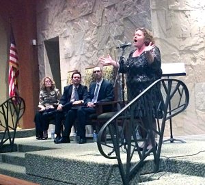 Tracey Scher, David Katz, Todd Kipnis, singing Claire Franco at the Community Synagogue.