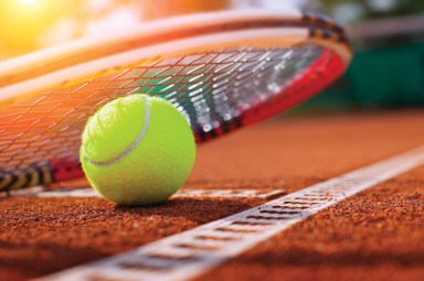 .tennis ball on a tennis court