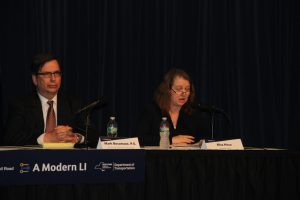 Mark Bocamazo from the New York State  Department of Transportation and Elisa Picca from the  Long Island Rail Road introduced the project. 