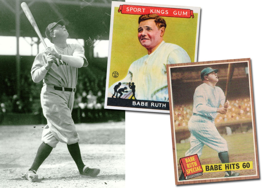 Babe Ruth with baseball cards