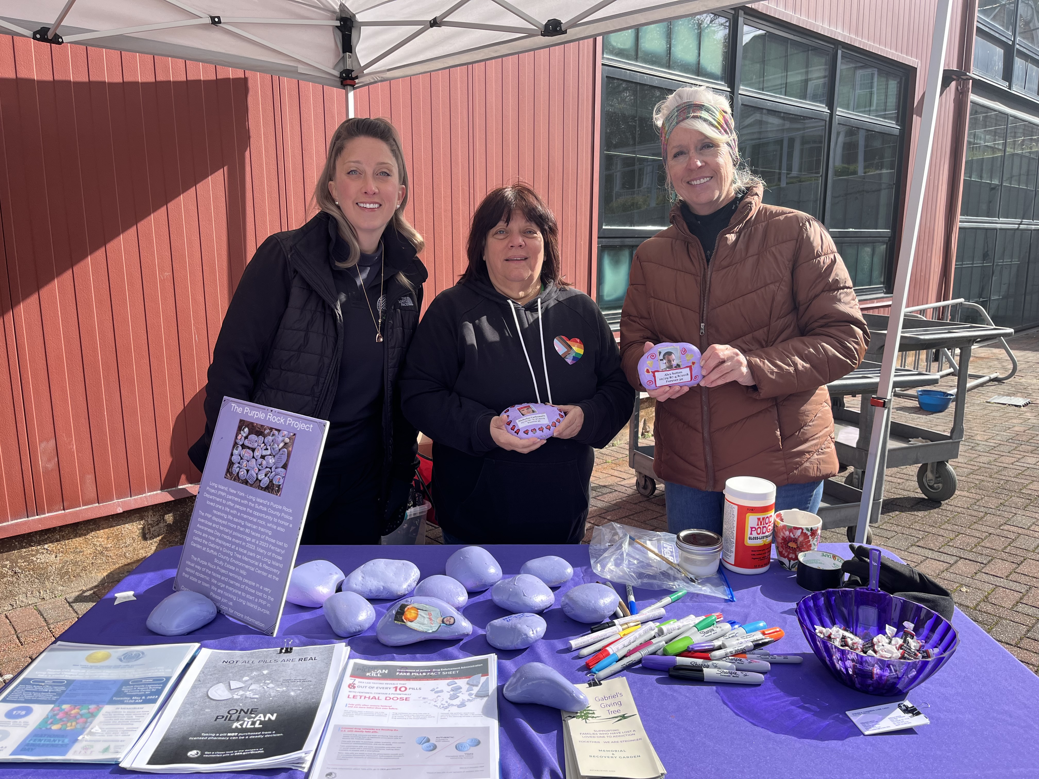 Pictured left to right, Sufflok County Police Department Officer Bridget Topping, Lori Carbonaro and Carole Trottere