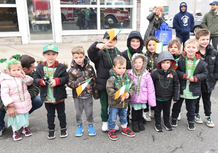 Kids with Irish flags at Massapequa St. Patrick's Day Parade
