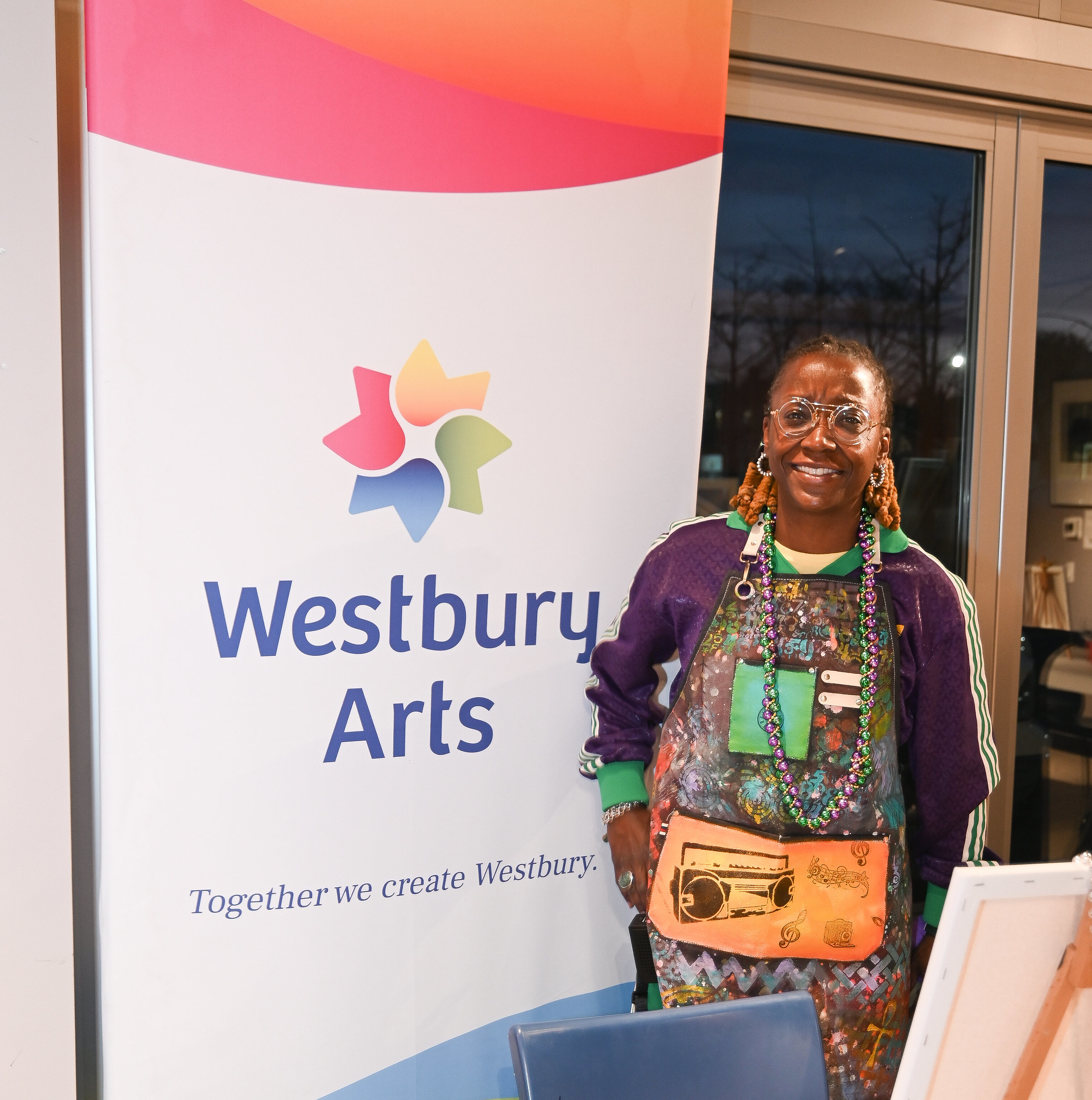 Dr. Nichelle Rivers led the Paint and Sip class at Westbury Arts.