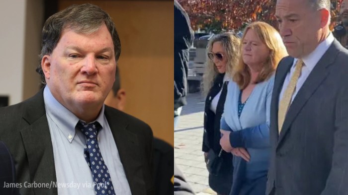 Alleged Gilgo serial killer Rex Heuermann and his stranged wife, Asa Ellerup (right, in blue) have reached a divorce settlement.