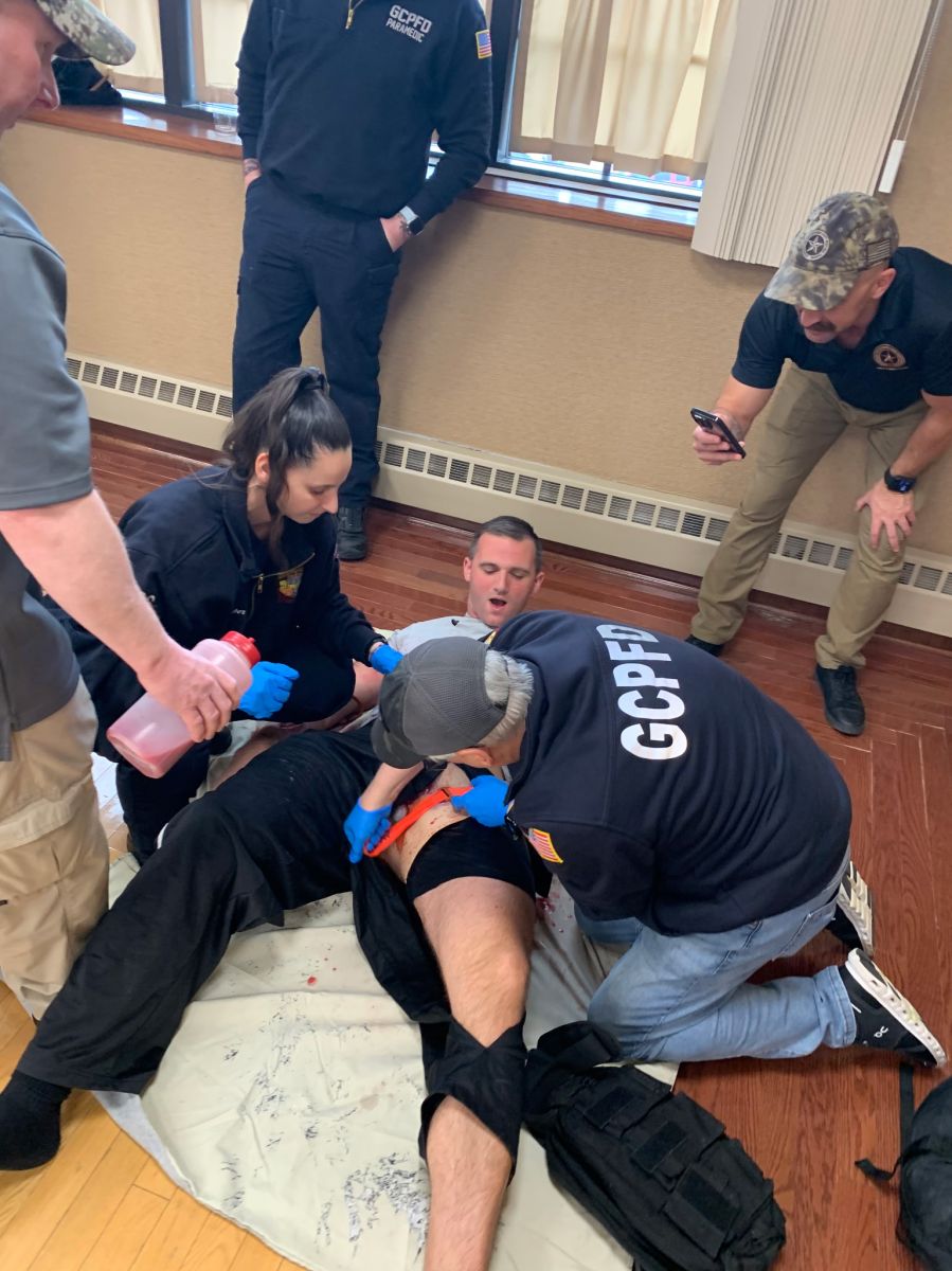 Garden City Park fire fighters completing a training exercise.