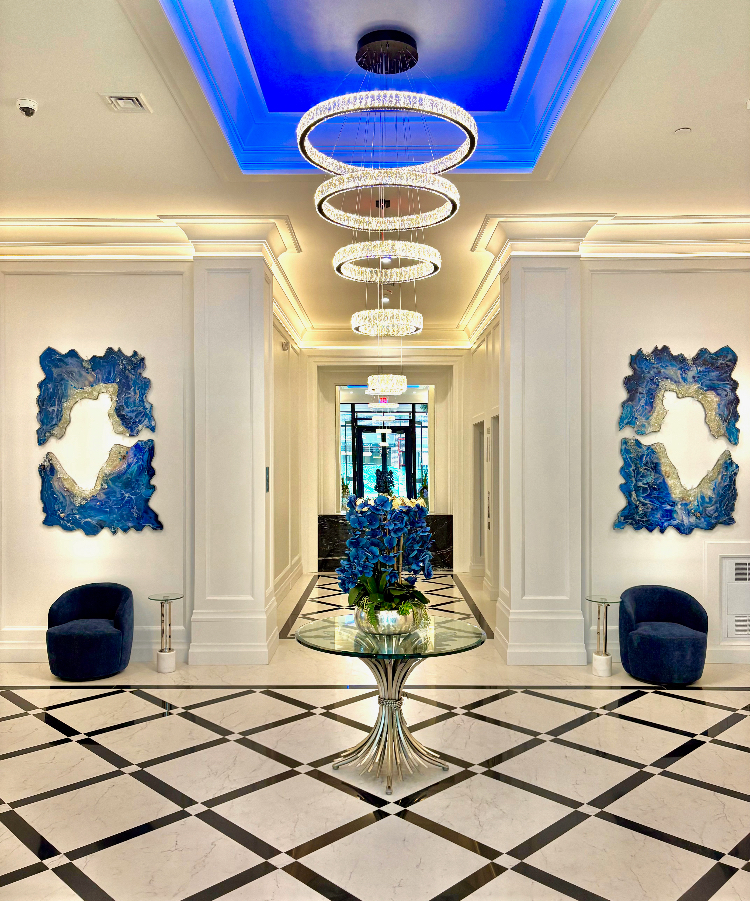 Royal Blue apartments entryway.