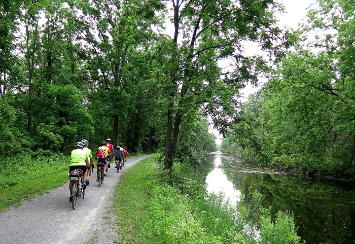 The annual eight-day Parks & Trails Cycle the Erie Canalway bike tour from Buffalo to Albany is 400 miles and 400 years of history but this year’s ride July 12-20, 2025 is particularly special because it marks the 200th anniversary of the opening of the Erie Canal in 1825 NY © Karen Rubin/goingplacesfarandnear.com