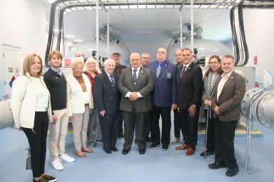 Members of the Hicksville Water District and local officials at the ribbon cutting ceremony in November 2024 for Plant 8 that recently won a Gold Engineering Excellence Award