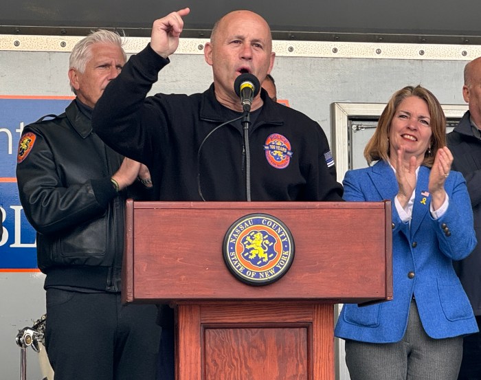 Nassau County Police Commissioner Patrick Ryder (center) had been organizing the Wantagh parade with Nassau County Executive Bruce Blakeman (left) for over a year.