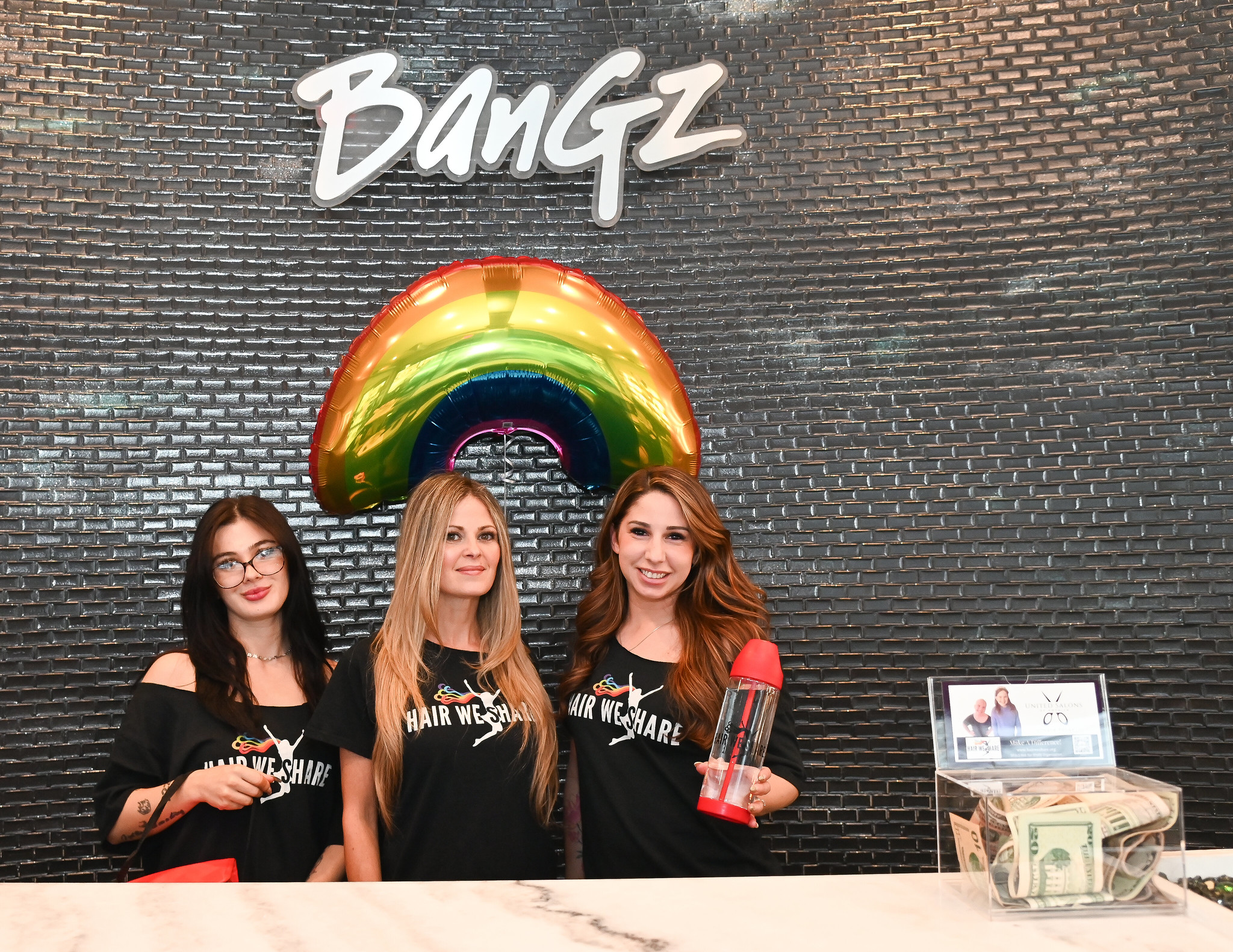 Bangz Hair & Color Lounge employees Arianna Pereca, Shannon McDonald and Jo Marie are among those helping Hair We Share's United Salons of America fundraiser.