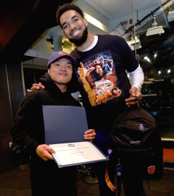 Port Washington teen Calvin Mar received the Garden of Dreams Foundation's $60,000 Inspire Scholarship from Knicks player Karl-Anthony Towns.