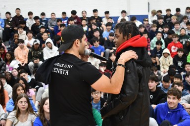 The Manhasset Secondary School invited two speakers to inspire and inform students.