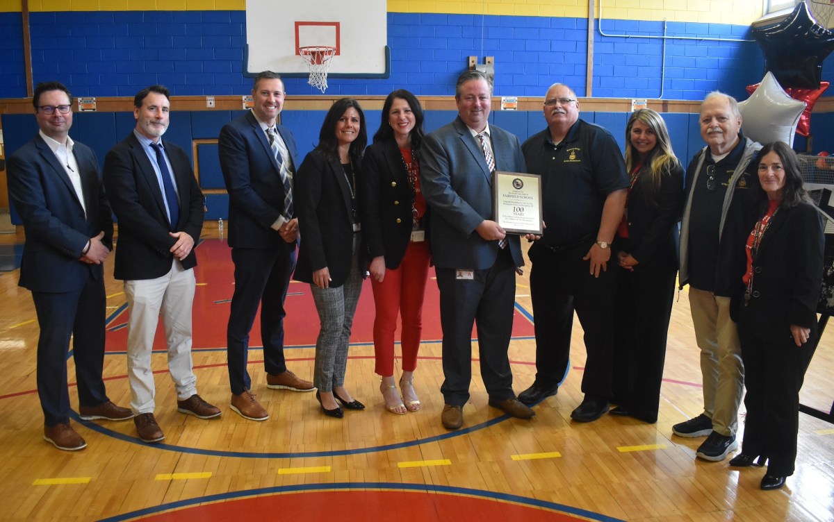 The Massapequa Historical Society presented a plaque to Fairfield Elementary School in honor of its 100th anniversary.