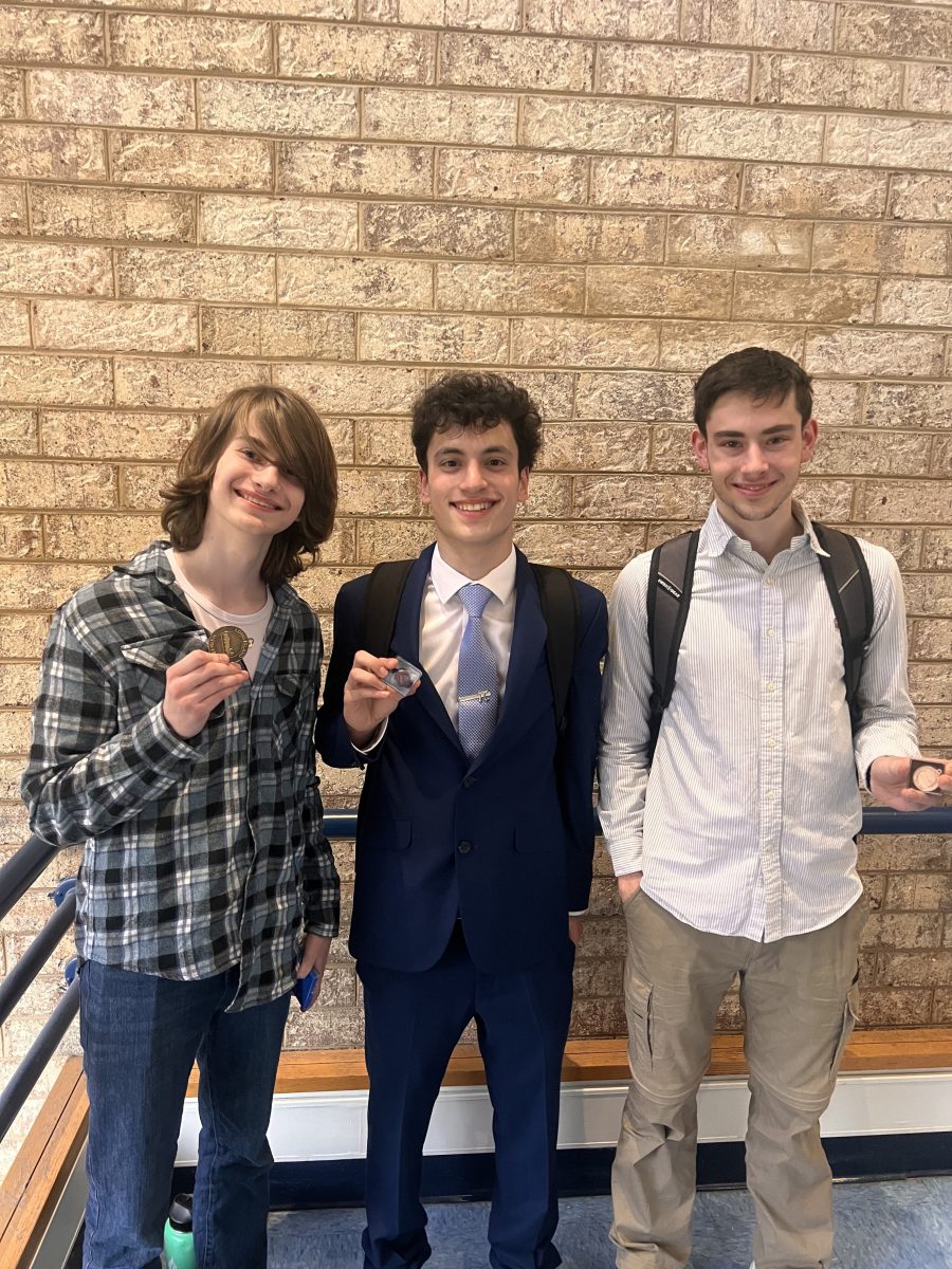 Schechter students Ariel Nitzan, Mikey Benlevi, and Amit Nitzan, who won awards.