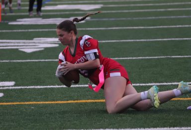 Rosa Reiners, a Glen Cove junior on the high school's first flag football team