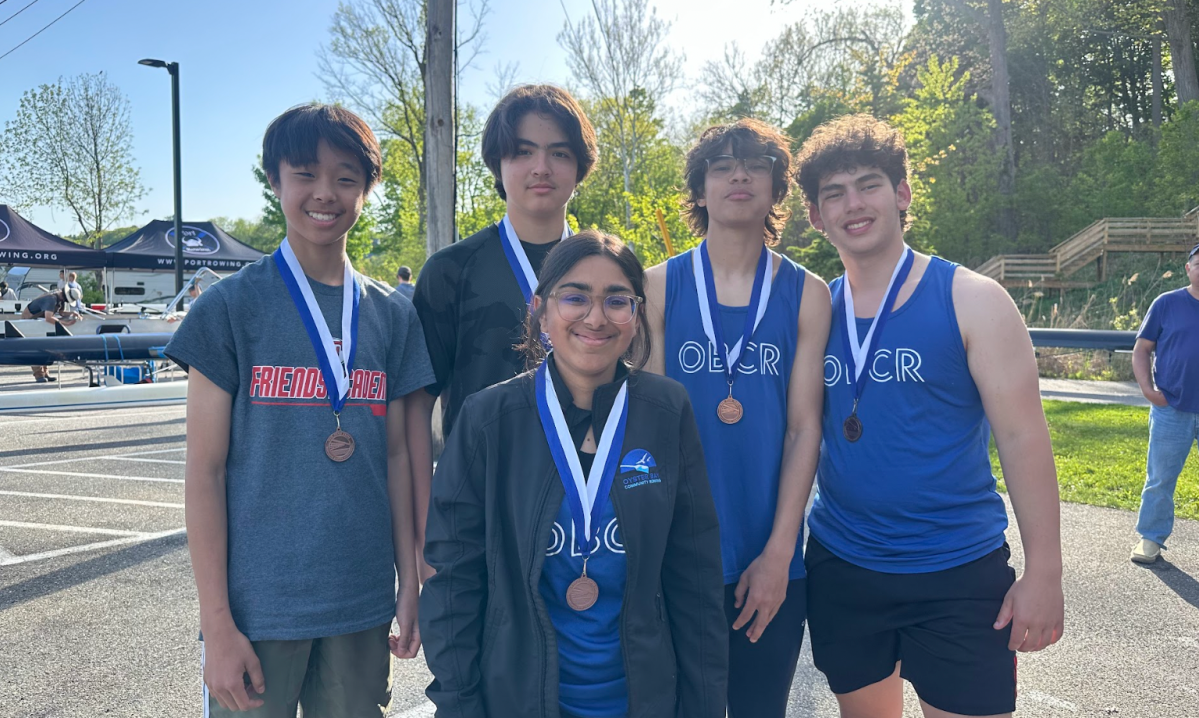 Friends Academy students earn bronze competing with Oyster Bay Community Rowing at the state championships this month.