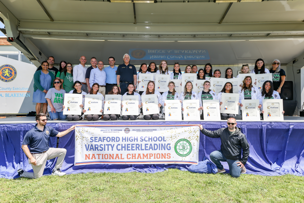 Seaford High School's varsity cheerleading team had its season celebrated with a parade.