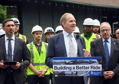 MTA Chair & CEO Janno Lieber at the Metro-North Botanical Garden station where he commented on lawsuits made against the MTA.