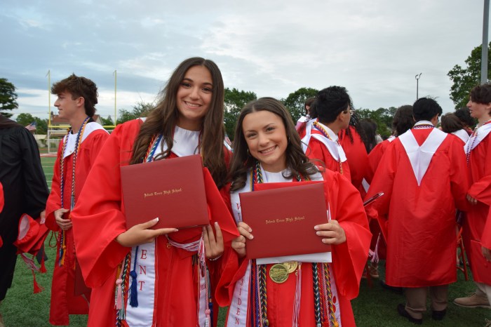 Island Trees High School commemorated its senior class on the school's football field.