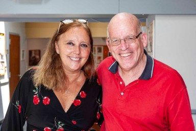 Nassau County Legislature Minority Leader Delia DeRiggi-Whitton (L.) at the Glen Cove Senior Center's June birthday celebrations.