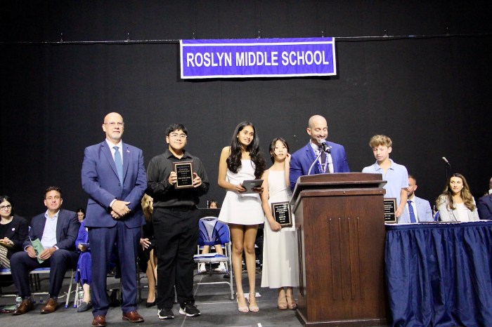 Student Awards given at Roslyn Middle School graduation.