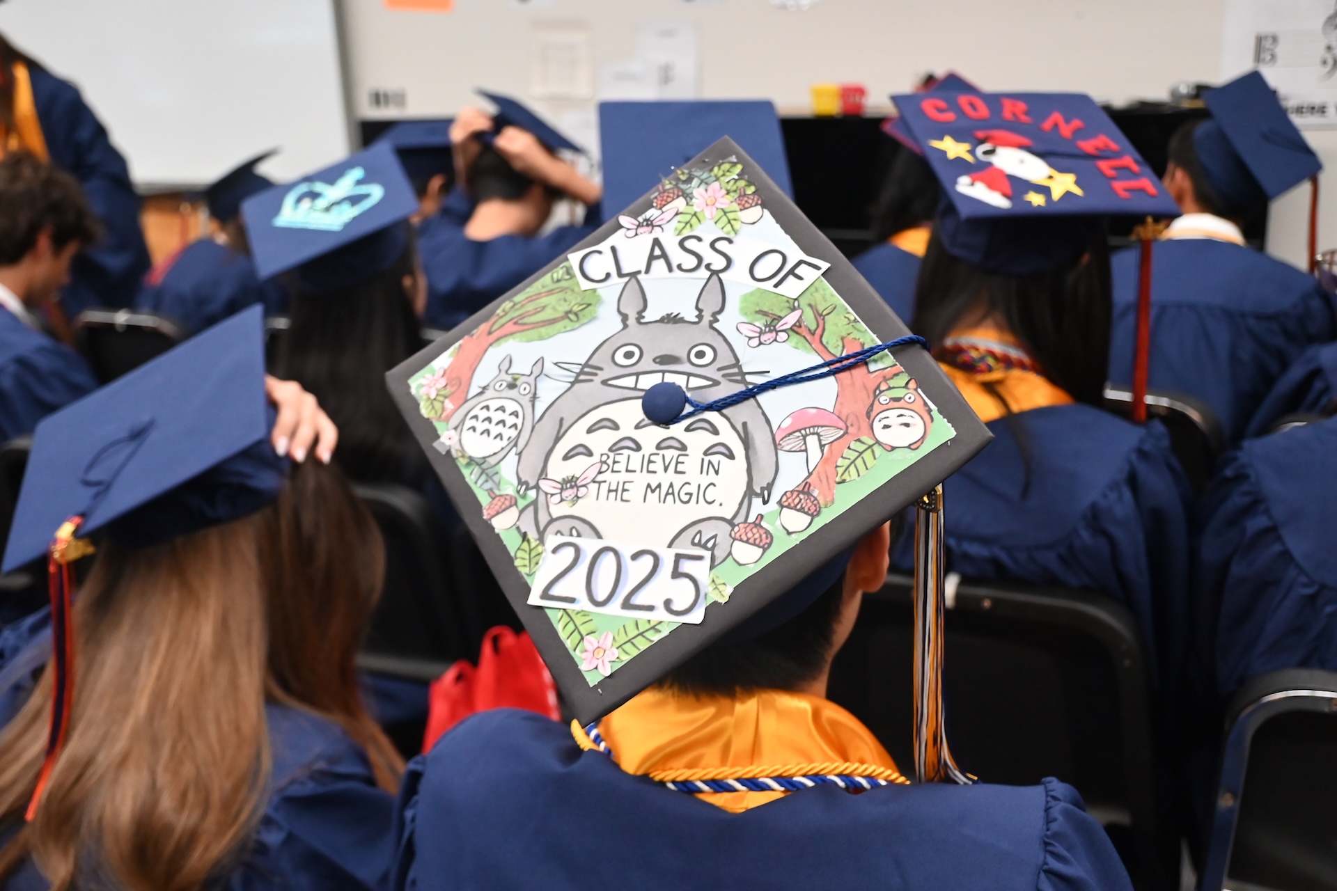 Seniors moved their tassels at the graduation commencement.