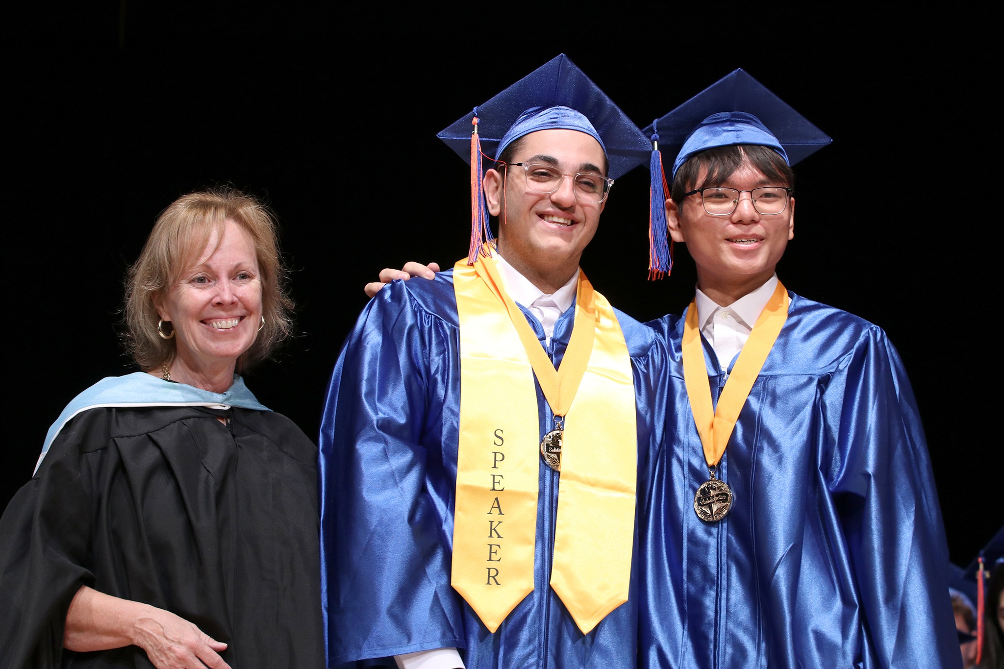 Great Neck North salutatorian Johnathan Ahdout (L.) and valedictorian Isaac Xu (R.).