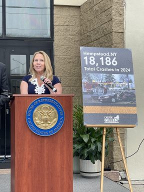 U.S. Rep Laura Gillen pushes legislation for safer roads in Hempstead.