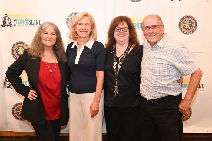 Co-founder of the LI International Film Expo, Debra Markowitz, Nassau County Comptroller Elaine Phillips, and cofounders of the LI International Film Expo Anne Stampfel and Henry Stampfel